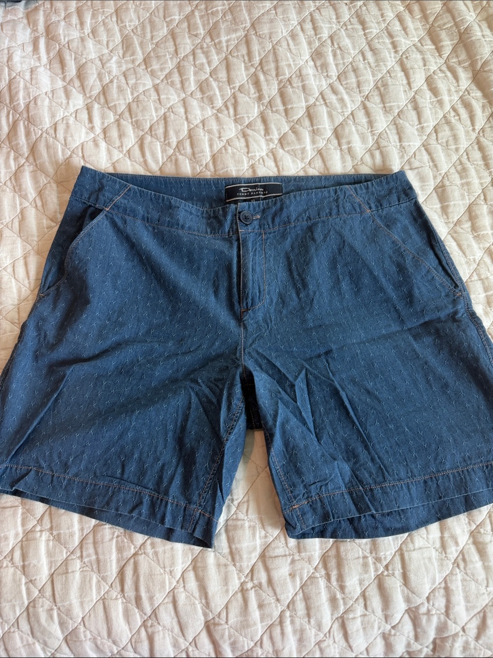 Tommy Bahama Navy Blue Flat Front Cotton Shorts
